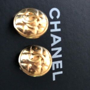 Vintage Chanel quilted earrings.